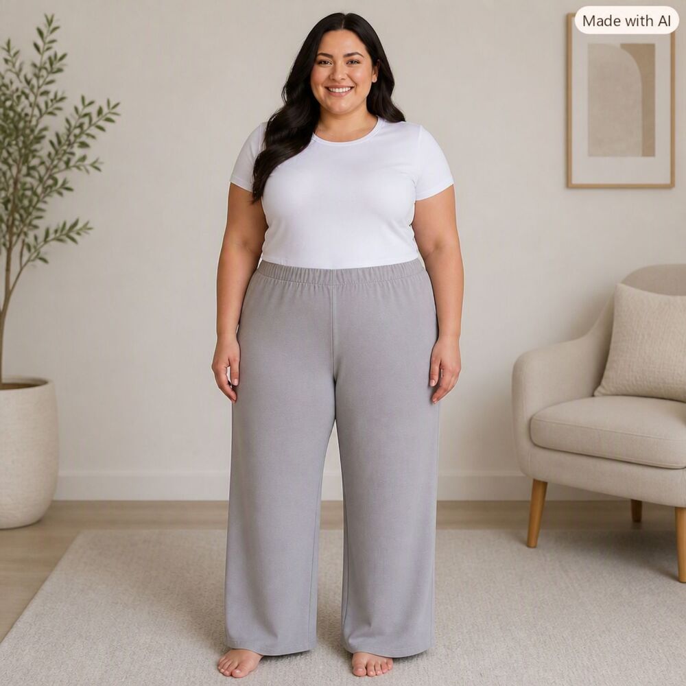 NWT LuLaRoe Jojo Wide Leg Lounge Pants Solid Gray Plus Size 3XL 24 26